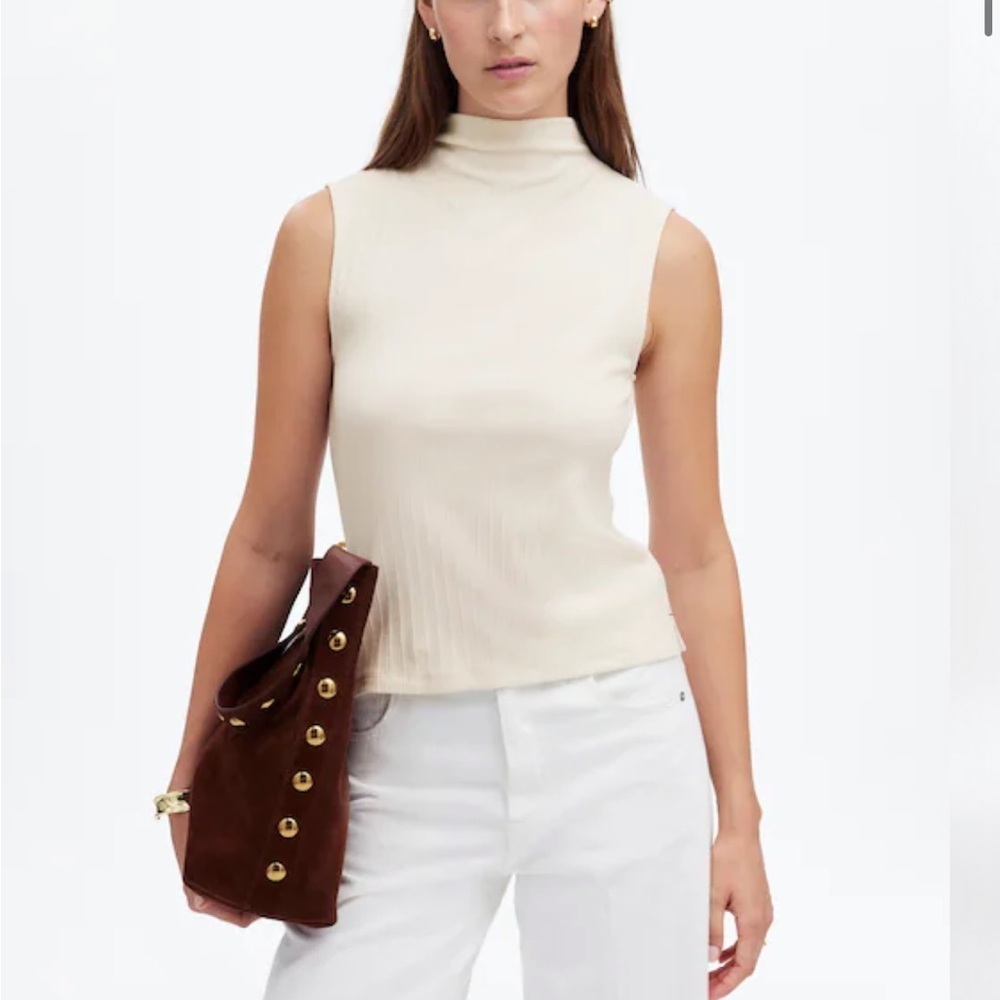 Madewell Ribbed Mockneck Tank Light Cream Size M
